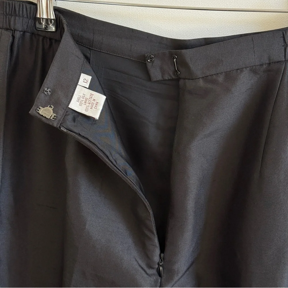 Vintage Silk Trousers High Waist Black 12